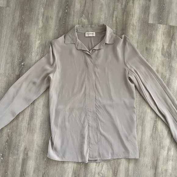 Falconeri Silk Collared Shirt size small tanned / beige - Picture 4 of 13